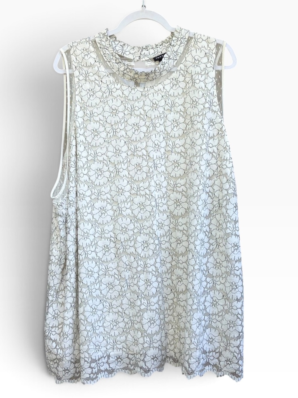 torrid White Floral Lace Lined Floral Print Sleeveless Dress Size 5 (5X)